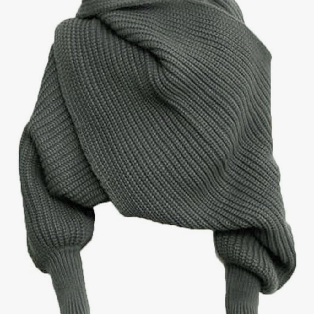 Amazon Women's Knit Wrap Scarf in Charcoal Gray